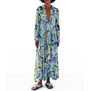 Farm Rio Macaw Flight Long Sleeve Maxi Dress